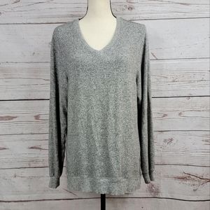 Anthro Saturday Sunday Heather gray soft pullover v neck oversized sweater